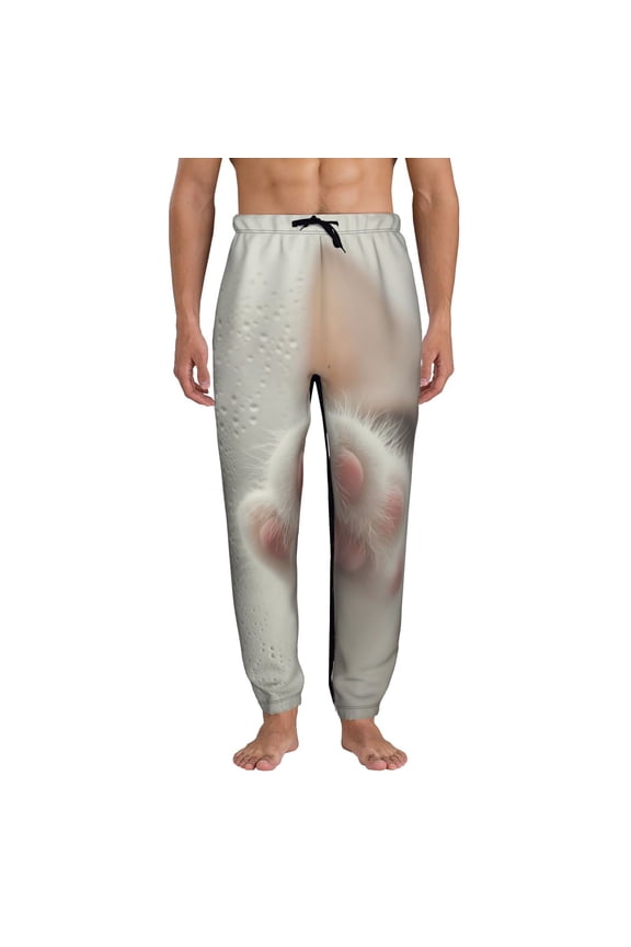 Raindrop Kitten Paw Print Active Tech Joggers for Men, Mens Sweatpants Lounge Pants with Pockets-X-Large