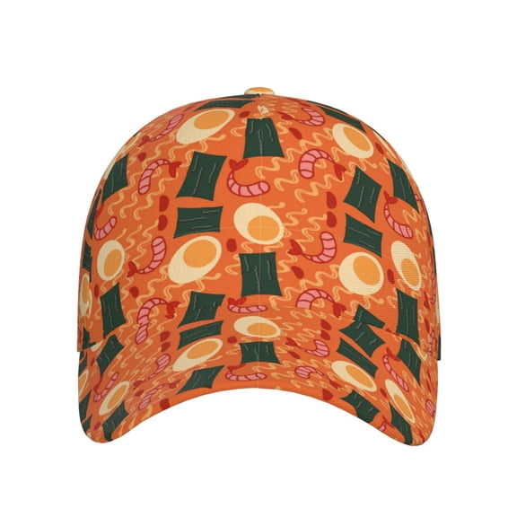 Xecao Ramen Noodle Soup for Baseball Cap: Unisex, crafted from classic polyester twill fabric, featuring a soft unconstructed design
