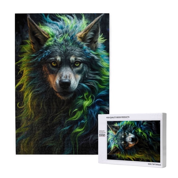 Xecao Realistic Style Colorful Wolf A Pattern 1000 Piece Puzzles , Jigsaw Puzzles for Adults