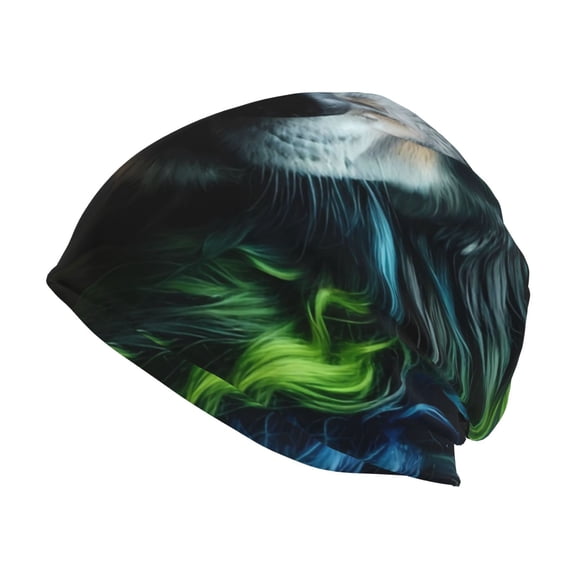 Xecao Realistic Style Colorful Wolf A Print Knit Hat,Winter Beanie for Men Women, Beanie Soft Warm Ski Stocking Cuffed Cap