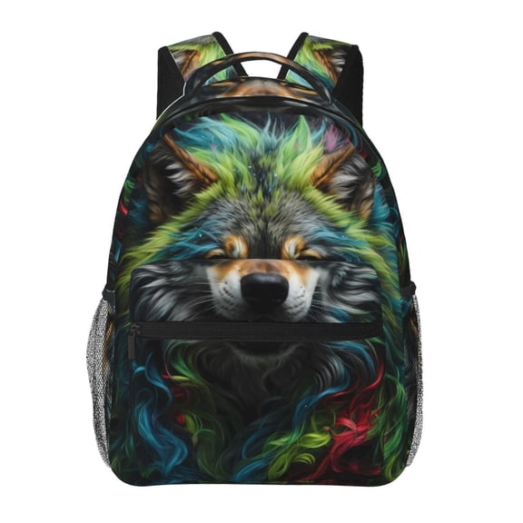 Xecao Realistic Style Colorful Wolf Backpack, a stylish and functional choice for both men and women, is the perfect basic bookbag for college, work, or travel