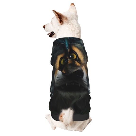 Xecao Realistic Style Colorful Wolf Pattern Sweatshirts Winter Pet Dog Hoodie Puppy Coat Dog Sweaters Dog Clothes with Hat Dog Clothes Costume Outfit,Small Pets Wear-Large