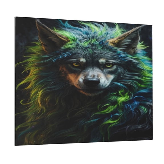 Xecao Realistic Style Colorful Wolf A for Waterproof Framed Canvas Art - Modern Home Decor with Real Wood Frame for Gifting and Interior Design,Horizontal