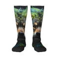thumbnail image 1 of Xecao Realistic Style Colorful Wolf print thigh-high socks, crafted for both men and women with a stretchy, high-opaque design perfect for daily wear, 1 of 6