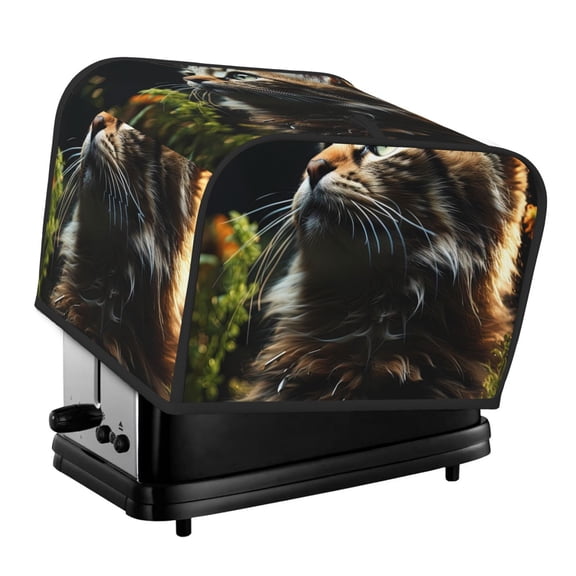 Xecao Realistic Style Cute Cat Print 4 Slice Toaster Cover with Pockets, Small Appliance Cover, Dust and Fingerprint Protection, Machine Washable