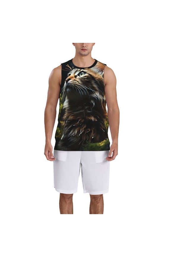 Realistic Style Cute Cat print basketball shirt for both men and women, a unisex basketball jersey perfect for theme parties-Medium
