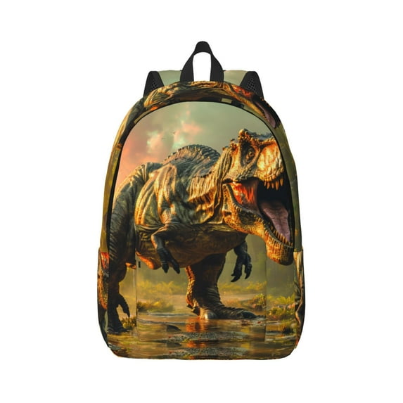 Xecao Realistic Style Forest Dinosaur for Canvas College Laptop Backpack, Durable Rucksack Travel Notebook Bag School Backpack Book Bag for Men Women