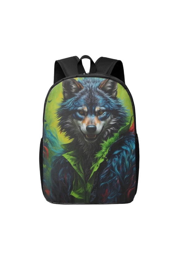Realistic Style Wolf Warrior print Travel Backpack, Large Computer Backpack for Men Women, College School Rucksack Book Bag