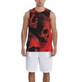 thumbnail image 1 of Xecao Red And Black Abstract Skull print basketball shirt for both men and women, a unisex basketball jersey perfect for theme parties-4X-Large, 1 of 6