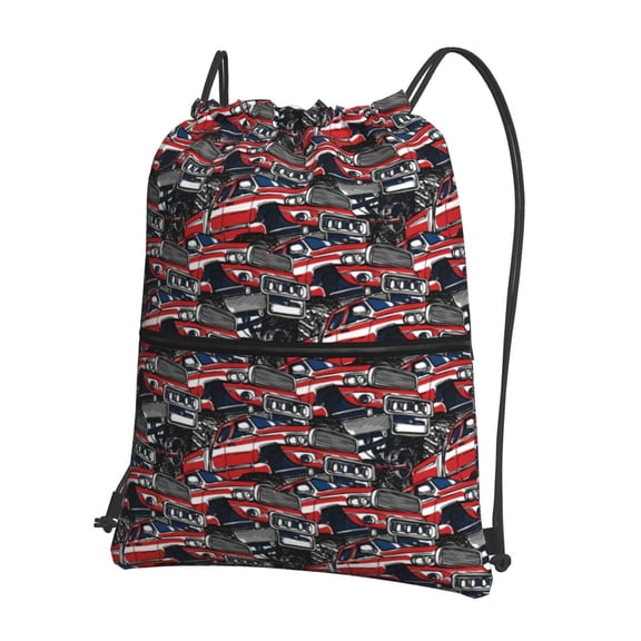 Xecao Red And Blue Cars for Drawstring Bags,Pull String Backpack Bags,String Bag Sackpack
