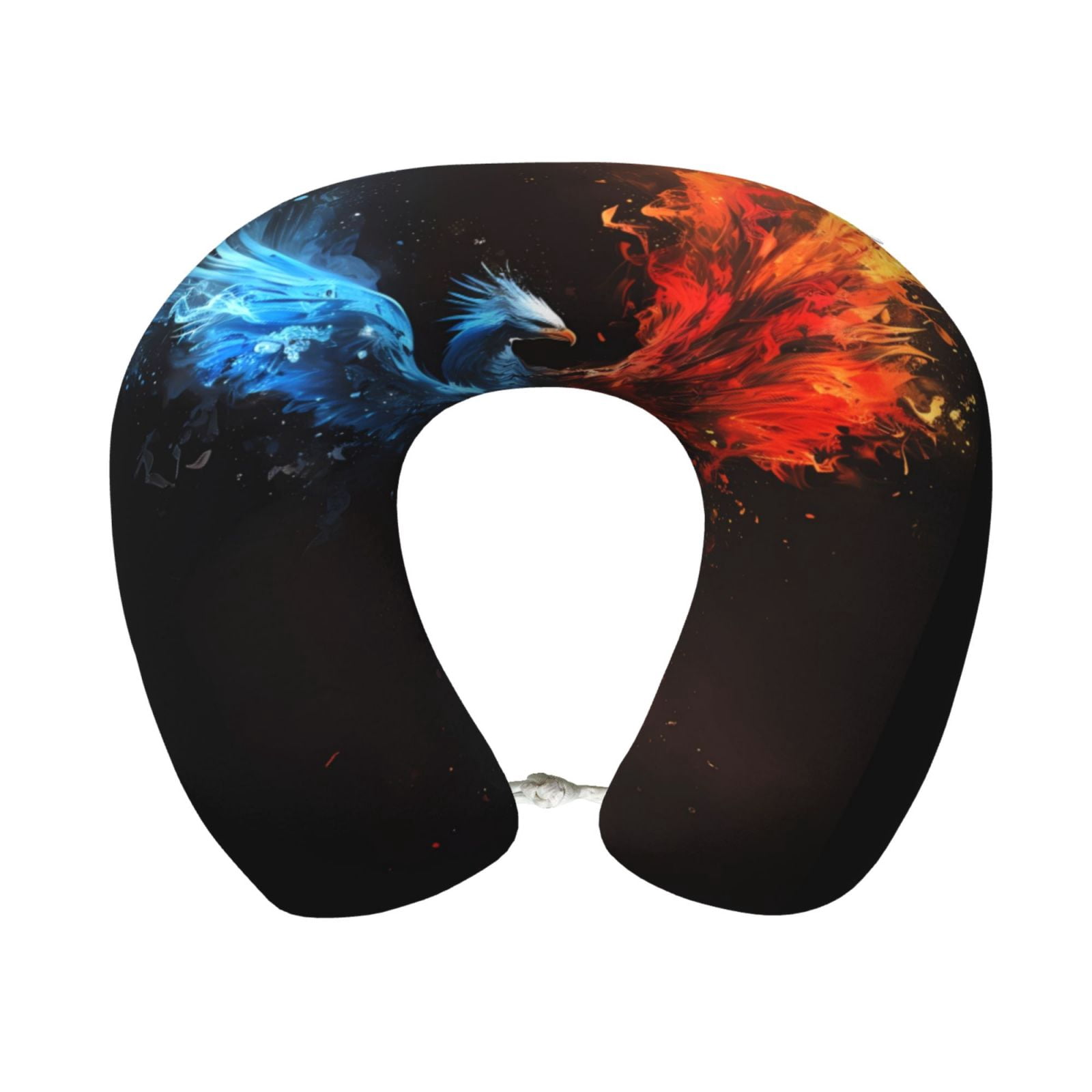 Xecao Red And Blue Fire Bird Print Memory Foam Cervical Neck Pillow Versatile U-Shaped Pillows for Home,Office,Camping,Travelling,Soft Washable Cover