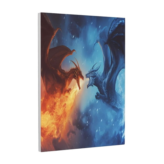Xecao Red And Blue Fire Dragon A for Ready-to-Hang Canvas Art 12x16 Inches - Waterproof HD Print Solid Wood Frame for Gifting,Vertical