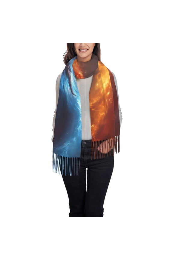 Red And Blue Fire Dragon D Pattern Womens Winter Scarf Fall Scarf Oversized Large Scarf for Women Warm Shawl Wrap