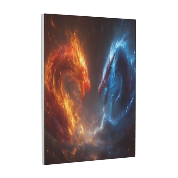 Xecao Red And Blue Fire Dragon D for Ready-to-Hang Canvas Art 12x16 Inches - Waterproof HD Print Solid Wood Frame for Gifting,Vertical