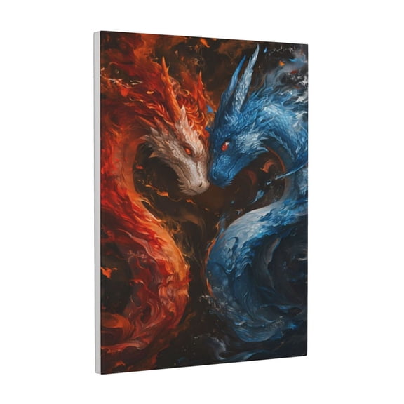 Xecao Red And Blue Fire Dragon F for Ready-to-Hang Canvas Art 12x16 Inches - Waterproof HD Print Solid Wood Frame for Gifting,Vertical