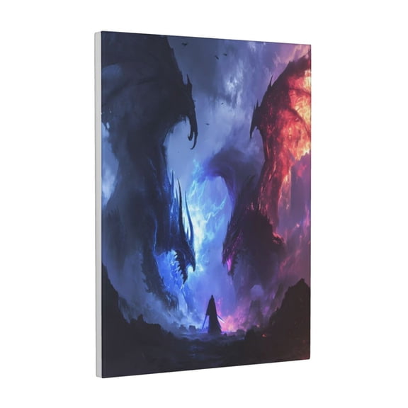 Xecao Red And Blue Fire Dragon for Ready-to-Hang Canvas Art 12x16 Inches - Waterproof HD Print Solid Wood Frame for Gifting,Vertical