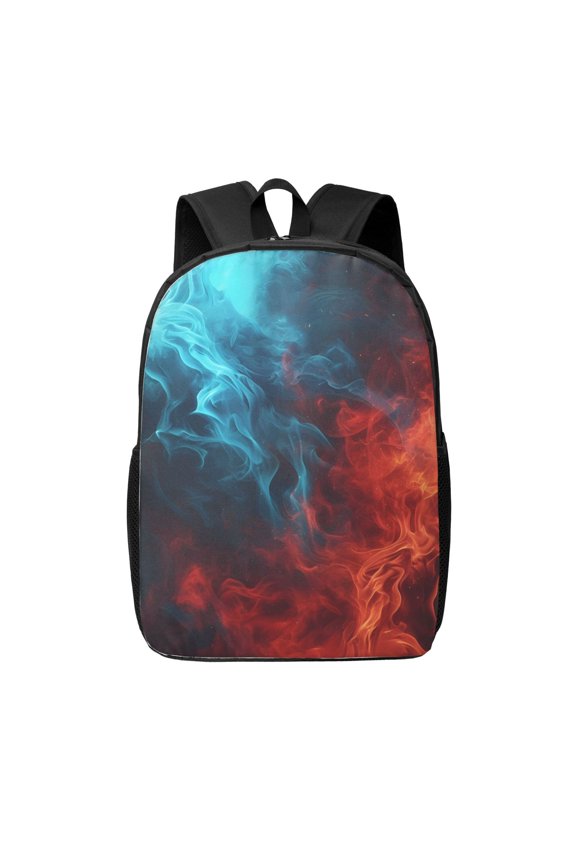 Red And Blue Fire print Travel Backpack, Large Computer Backpack for Men Women, College School Rucksack Book Bag