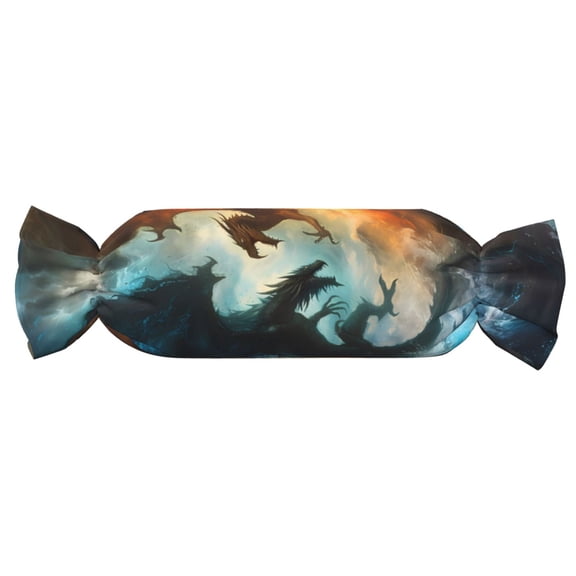 Xecao Red And Blue Flame Wave Dragon Print+Candy-Inspired Plush Pillow for Men Women Suitable for Beds, Sofas, Game Rooms Drawstring Closure