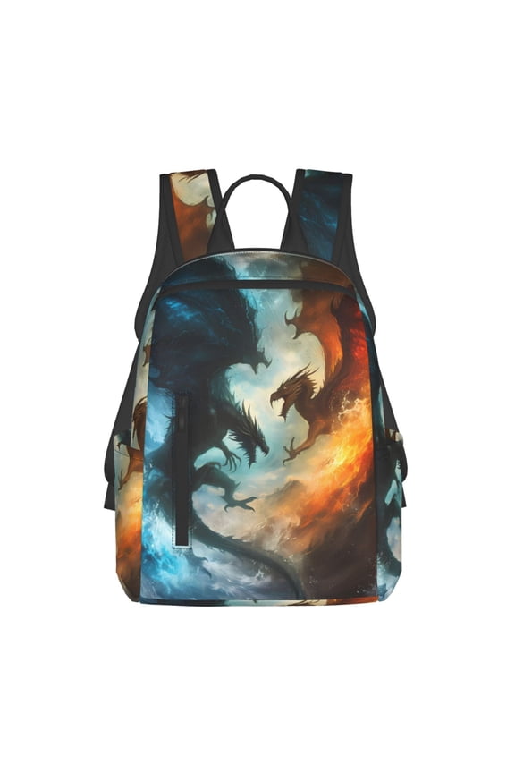 Red And Blue Flame Wave Dragon print Backpack For women men Aesthetic Lightweight Travel Daypack Simple Cute Backpack For Bookbag