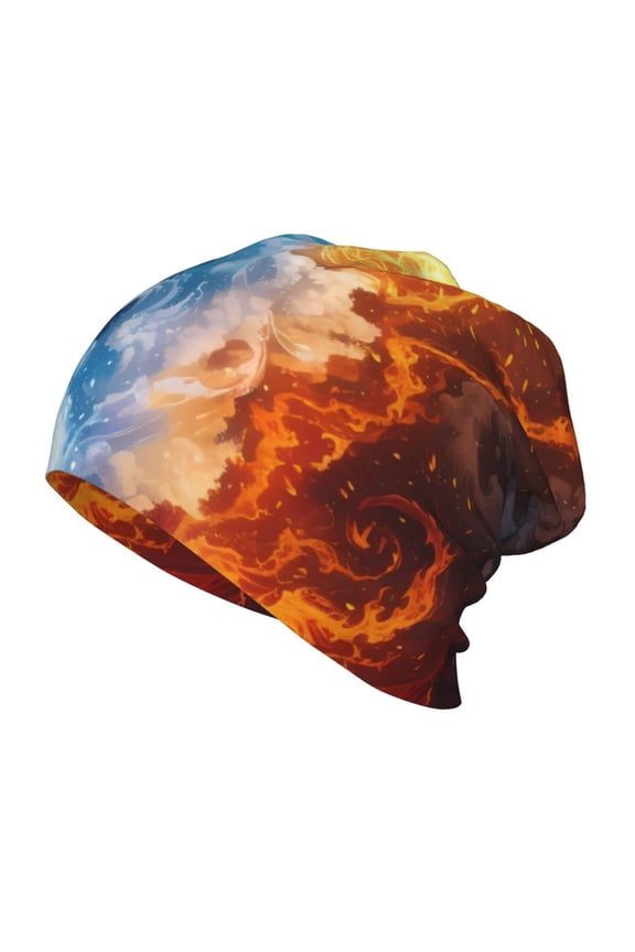 Red And Blue Flame Waves Print Beanie Hat Toddler Girls Boys, Baby Hats Winter Warm Knitted Thermal, Kids Winter Caps