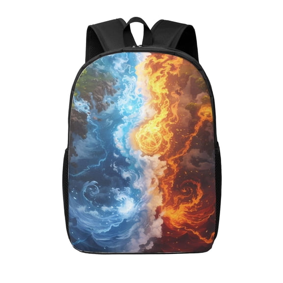 Xecao Red And Blue Flame Waves print Travel Backpack, Large Computer Backpack for Men Women, College School Rucksack Book Bag