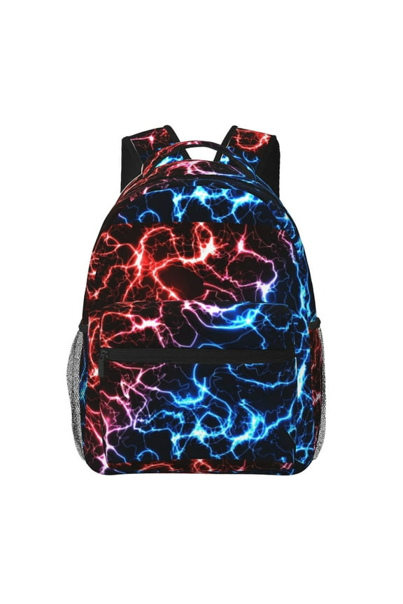 Red And Blue Lightning Backpack, a stylish and functional choice for both men and women, is the perfect basic bookbag for college, work, or travel