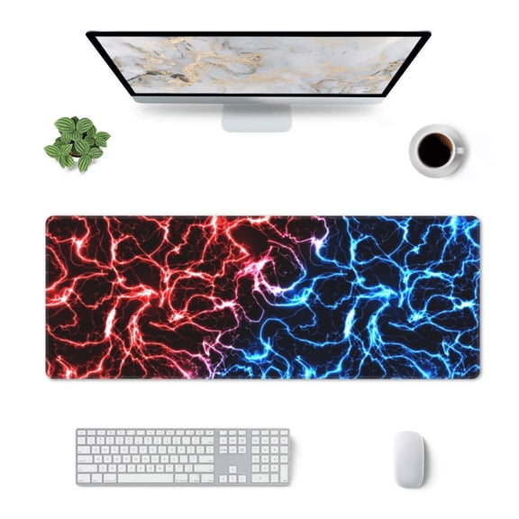Xecao Red And Blue Lightning for Mouse Pad - Waterproof Extended Contour Mouse Mat, Large Gaming Mousepad Laptop Keyboard Mat with Non-Slip Rubber Base