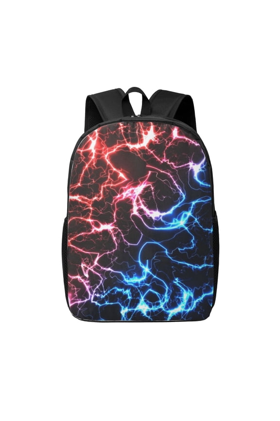 Red And Blue Lightning print Travel Backpack, Large Computer Backpack for Men Women, College School Rucksack Book Bag