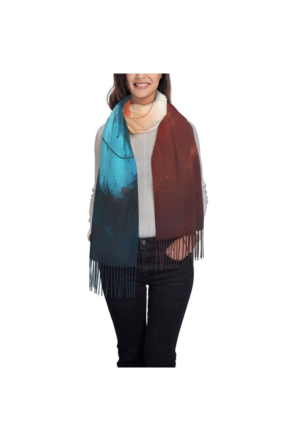 Red And Blue Sky Dragon Pattern Womens Winter Scarf Fall Scarf Oversized Large Scarf for Women Warm Shawl Wrap