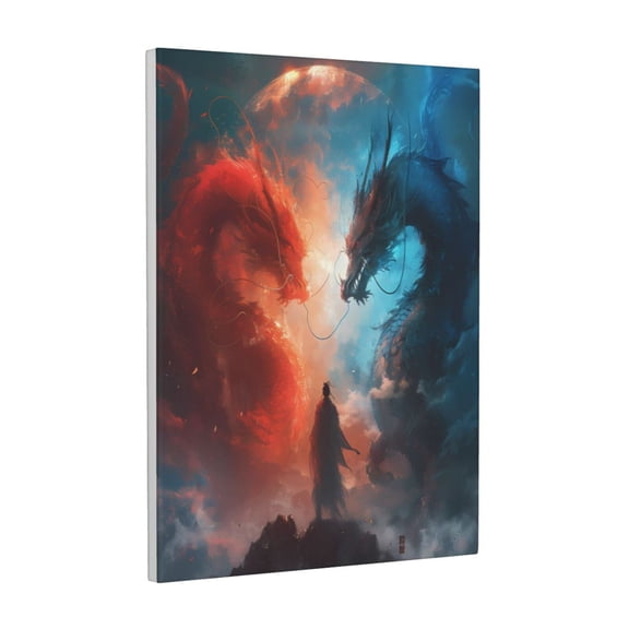 Xecao Red And Blue Sky Dragon for Ready-to-Hang Canvas Art 12x16 Inches - Waterproof HD Print Solid Wood Frame for Gifting,Vertical
