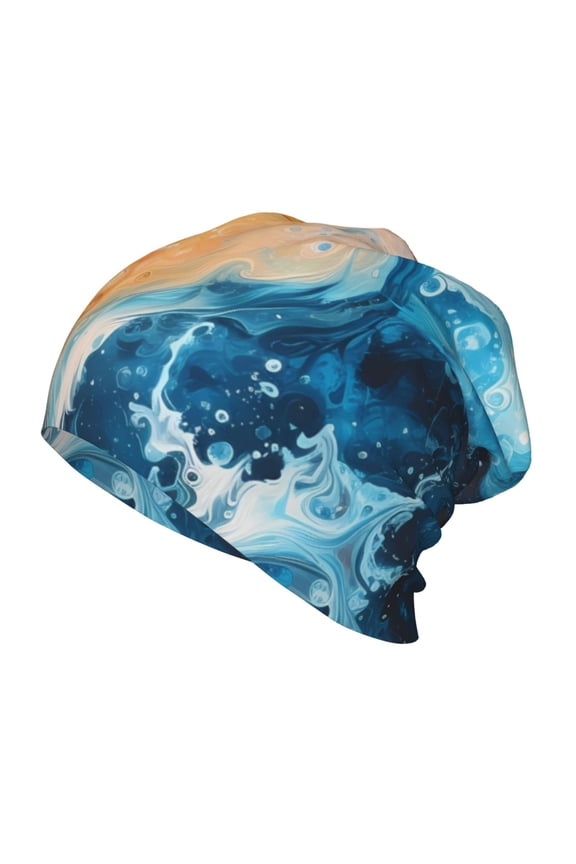 Red And Blue Waves Print Beanie Hat Toddler Girls Boys, Baby Hats Winter Warm Knitted Thermal, Kids Winter Caps