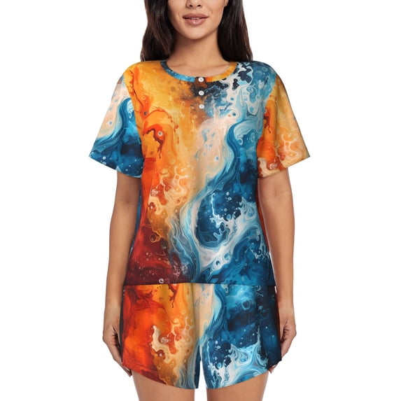 Xecao Red And Blue Waves print Swimsuit for women, Summer-ready, sporty style.Quick-dry fabric. Many sizes & colors.