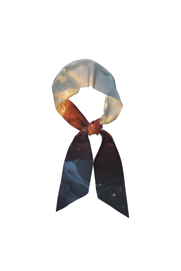 Red And Gray Flame Fox Pattern Large Satin Head Scarf - Satin Hair Scarves Silk Bandana Scarf Headscarf Silk Feeling Scarf for Women