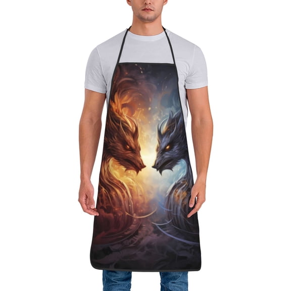 Xecao Red And White Beast Print Funny BBQ Chef Aprons for Men Women,Adjustable Kitchen Cooking Aprons with Pocket Waterproof Oil Proof No Pilling Fading