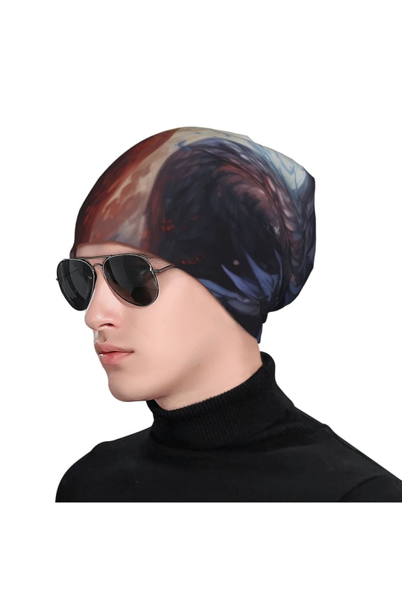 Red And White Fire Bird Print Beanie Knitted Hat for Men Women, Winter Fashion Knit Cuffed Caps Unisex