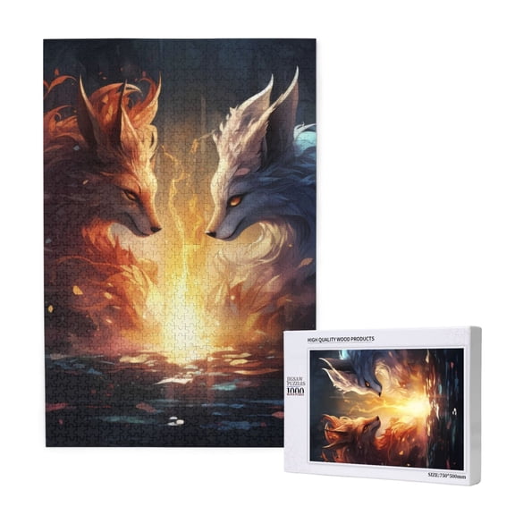 Xecao Red And White Flame Fox Pattern 1000 Piece Puzzles , Jigsaw Puzzles for Adults