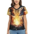 thumbnail image 1 of Xecao Red And White Flame Fox for Women's V-Neck T-Shirts-Elegant Half-Sleeve Tops Perfect for Summer-Small, 1 of 5