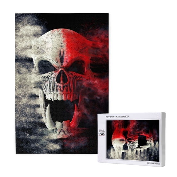 Xecao Red And White Screaming Demon Skull Pattern 1000 Piece Puzzles , Jigsaw Puzzles for Adults