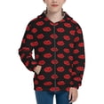 thumbnail image 1 of Xecao Red Beautiful Lips Pattern Zip Up Hoodies for Boys Girls, Sweatshirt with Pockets-Small, 1 of 6