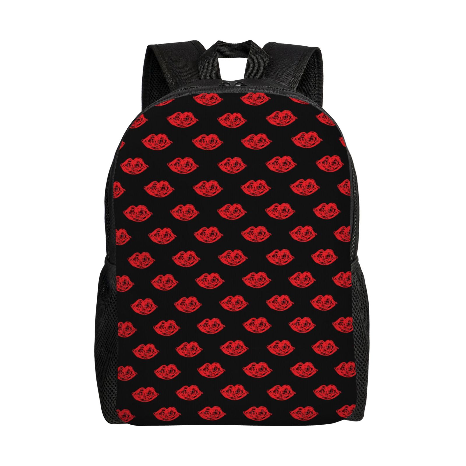 Xecao Red Beautiful Lips Print School Backpack with Laptop Compartment Small Travel Laptop Backpack for Women Men Waterproof College Backpack Simple School Bag