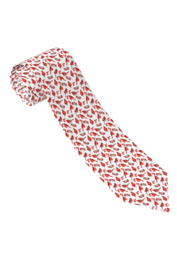 Red Birds Print Tie For Men Necktie Woven Jacquard Neck Ties,Classic Men's Tie