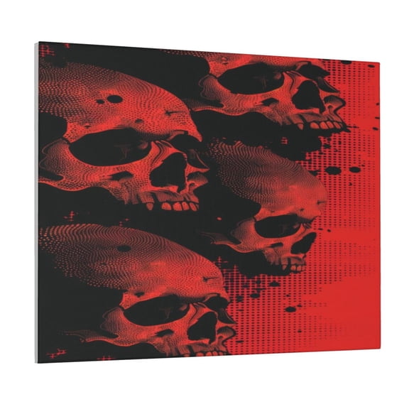 Xecao Red And Black Abstract Skull for Waterproof Framed Canvas Art - Modern Home Decor with Real Wood Frame for Gifting and Interior Design,Horizontal