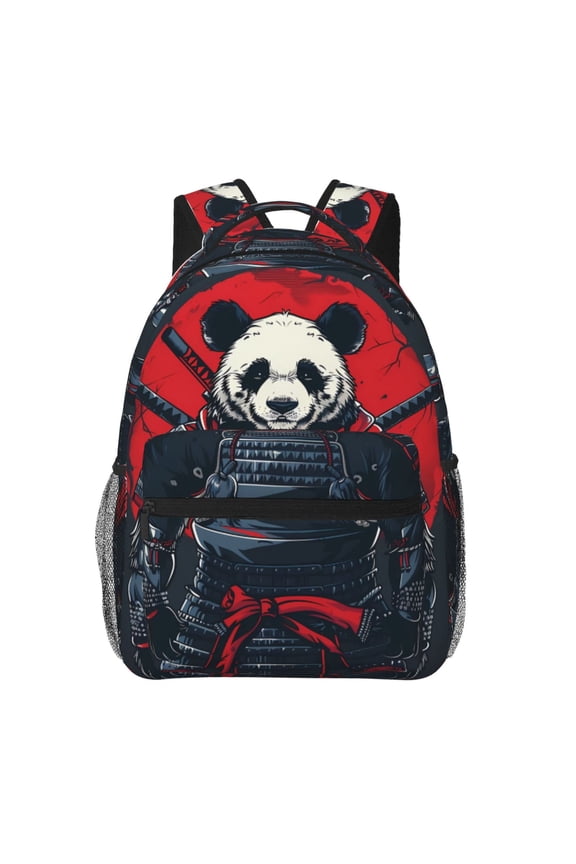 Red Black Eastern Panda Warrior Backpack, a stylish and functional choice for both men and women, is the perfect basic bookbag for college, work, or travel