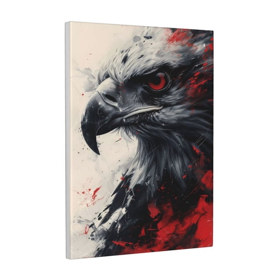 Xecao Red Black Ink Style Bald Eagle for Ready-to-Hang Canvas Art 12x16 Inches - Waterproof HD Print Solid Wood Frame for Gifting,Vertical