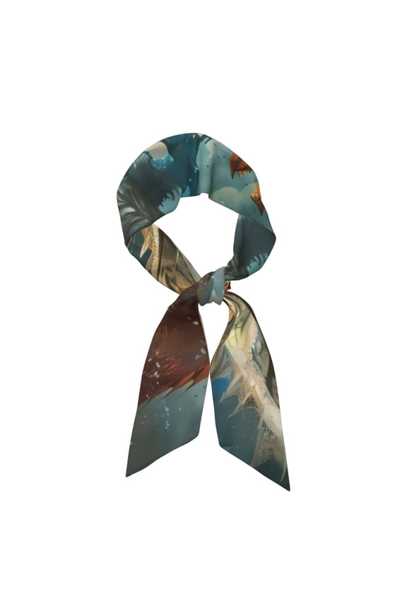 Red Blue Dragon Battle Epic Pattern Large Satin Head Scarf - Satin Hair Scarves Silk Bandana Scarf Headscarf Silk Feeling Scarf for Women