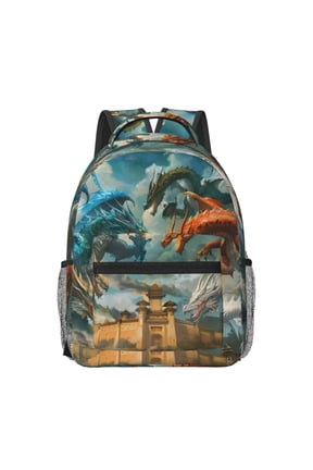 Red Blue Dragon Battle Epic Print Casual Backpack: A Computer Backpack Ideal for Men and Women, Perfect for College, School, or Daily Travels-One Size