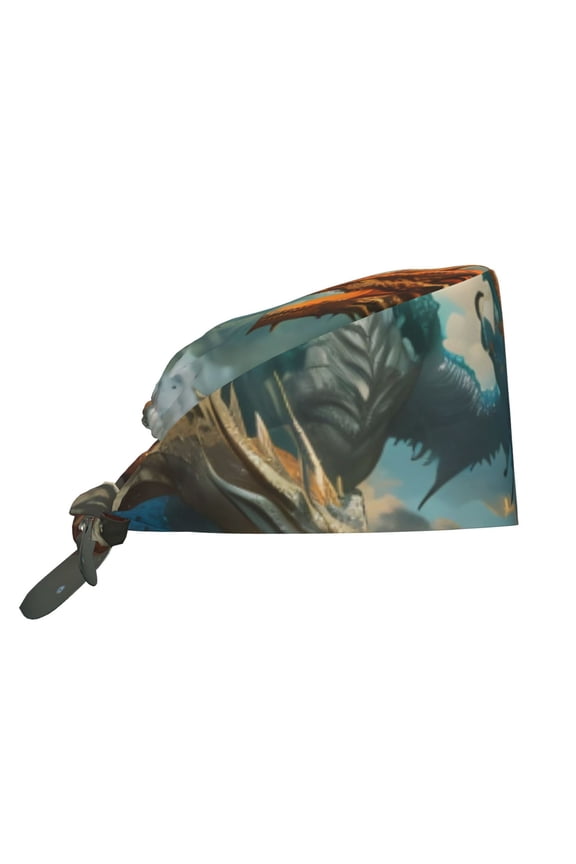 Red Blue Dragon Battle Epic Print Men Women Adjustable Working Cap with Button Unisex Hats Sweatband