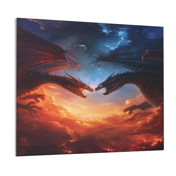 Xecao Red And Blue Fire Cloud Dragon for Waterproof Framed Canvas Art - Modern Home Decor with Real Wood Frame for Gifting and Interior Design,Horizontal
