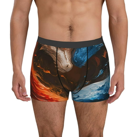 Xecao Red And Blue Fire Dragon F Print Men's Underwear Boxer Briefs Pack - Your ComfortSoft, Moisture-Wicking, and Breathable Choice for Men's Underwear-Small