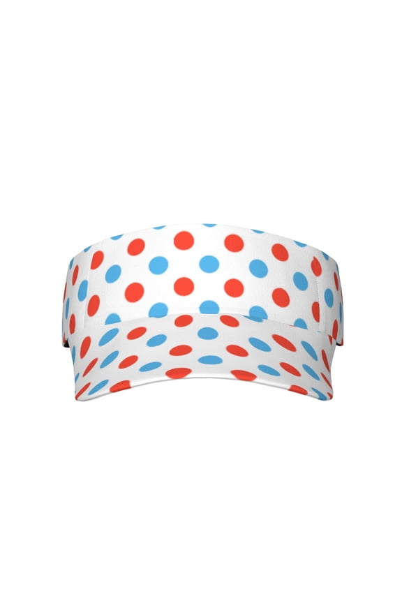 Red Blue Polka Dots for Adult Sun Cap offers versatile sun protection with adjustable Velcro for a secure fit.